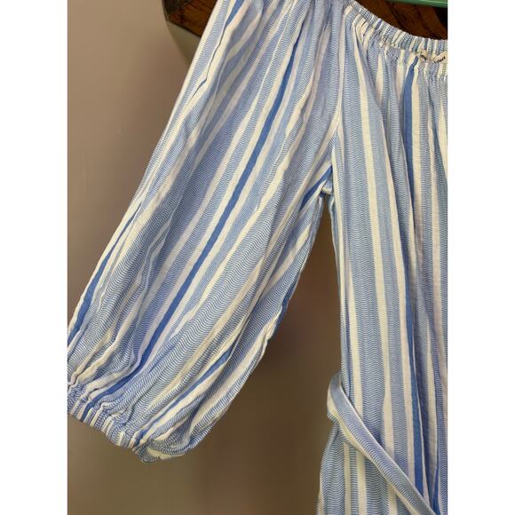 NWT Womens Tommy Bahama Island Gauze Blue White Stripe‎ Flowy Dress Size Medium - Picture 4 of 14